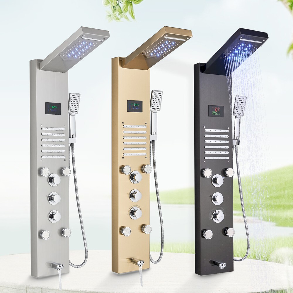 LED Shower Panel Tower System Hydroelectricity Display Rain Massage Jet Mixer