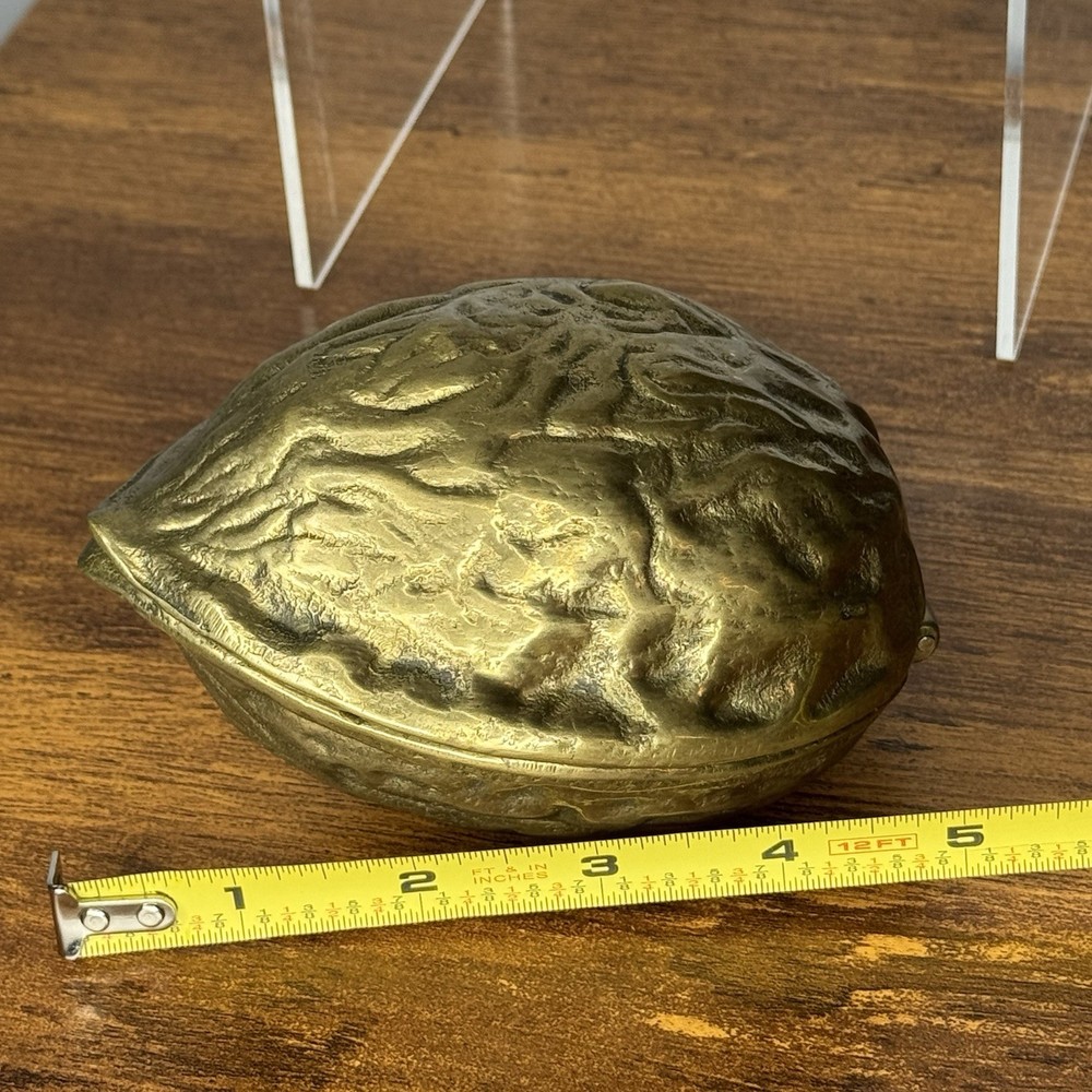 Vintage Heavy Solid Brass Walnut Shaped Nutcracker Nut Cracker