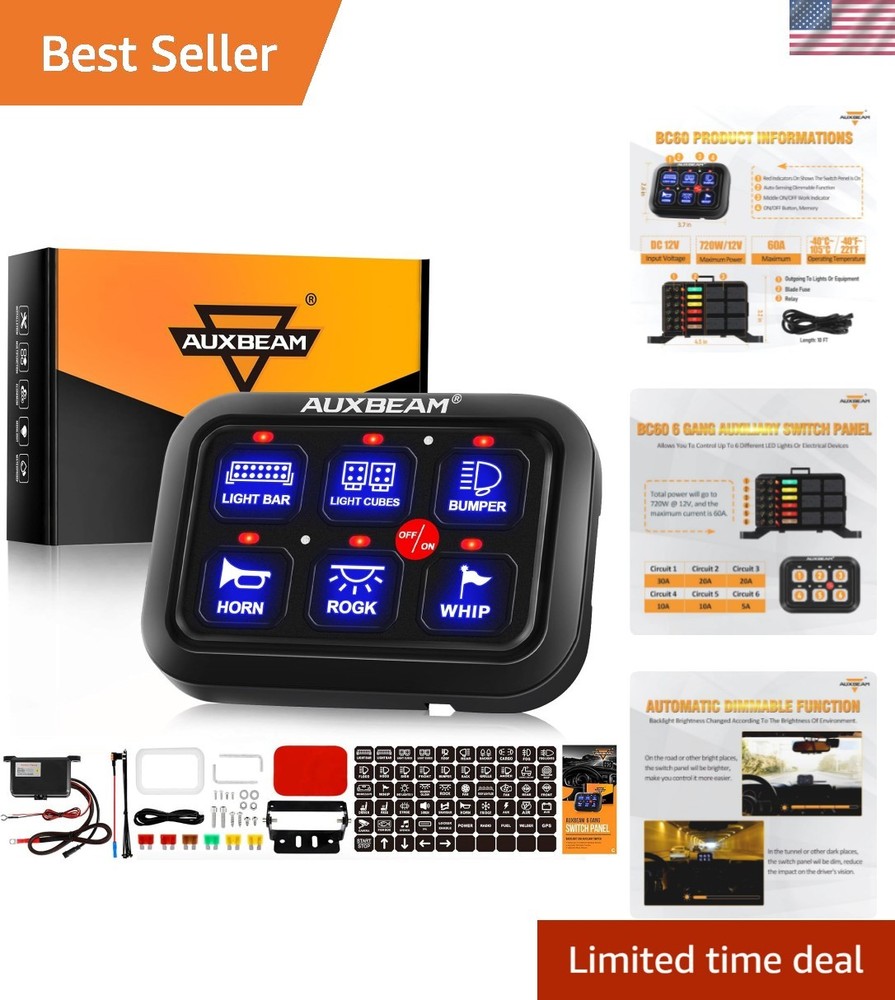 Heavy-Duty 6 Circuit Panel with Automatic LED Dimming and Easy Installation
