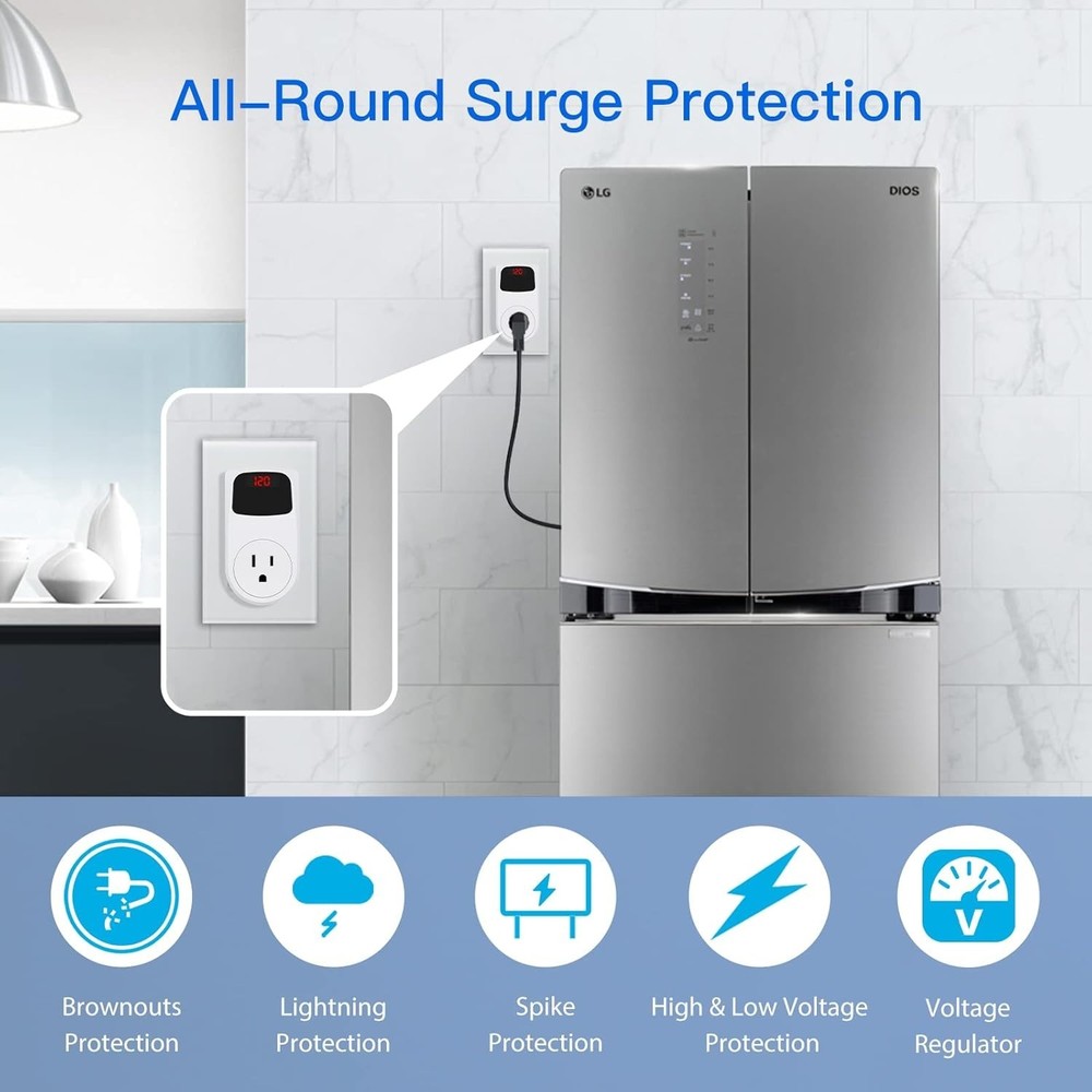High-Performance Wall Surge Protector with Digital Display & LED Indicator Light