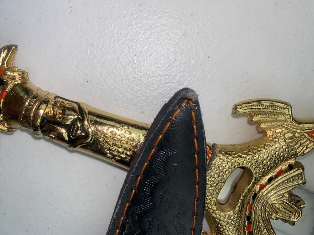 Decorative Dagger Heavy Gold Tone Handle (Needs TLC) 12” Blade
