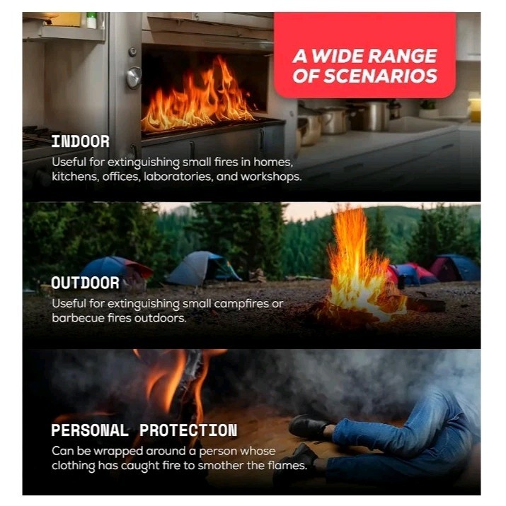 Emergency Fire Blanket for Home & Kitchen 1-Pack + Mount Fire. B3