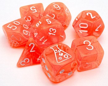 TRANSLUCENT 7-DIE SET NEON ORANGE/WHITE