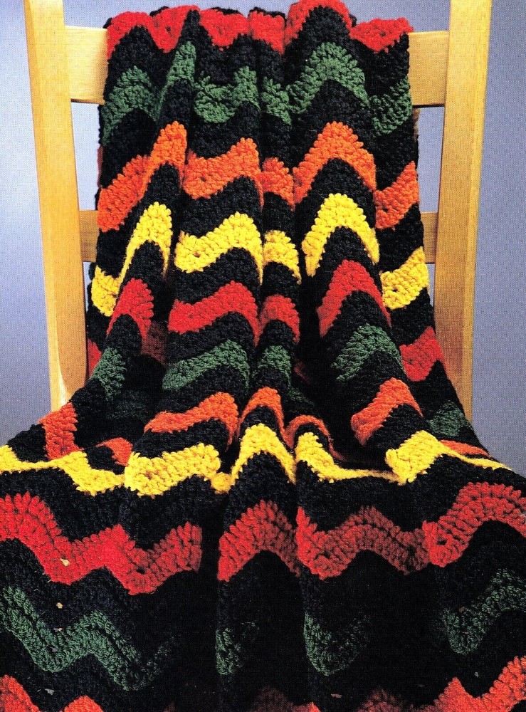 COLORFUL Bright Waves Afghan/Crochet Pattern INSTRUCTIONS ONLY