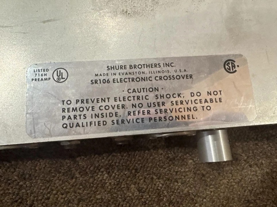 Shure SR106 Vintage Audio Electronic Crossover