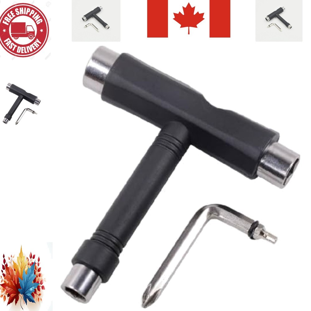 Multi-Functional Skateboard T-Tool | Portable Tool with Screwdriver and Sockets