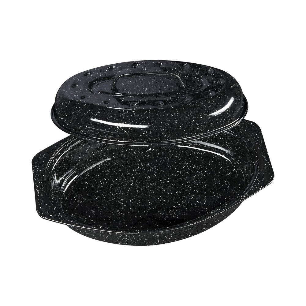 Granite Ware 13-Inch Covered Oval Roaster - Speckled Black