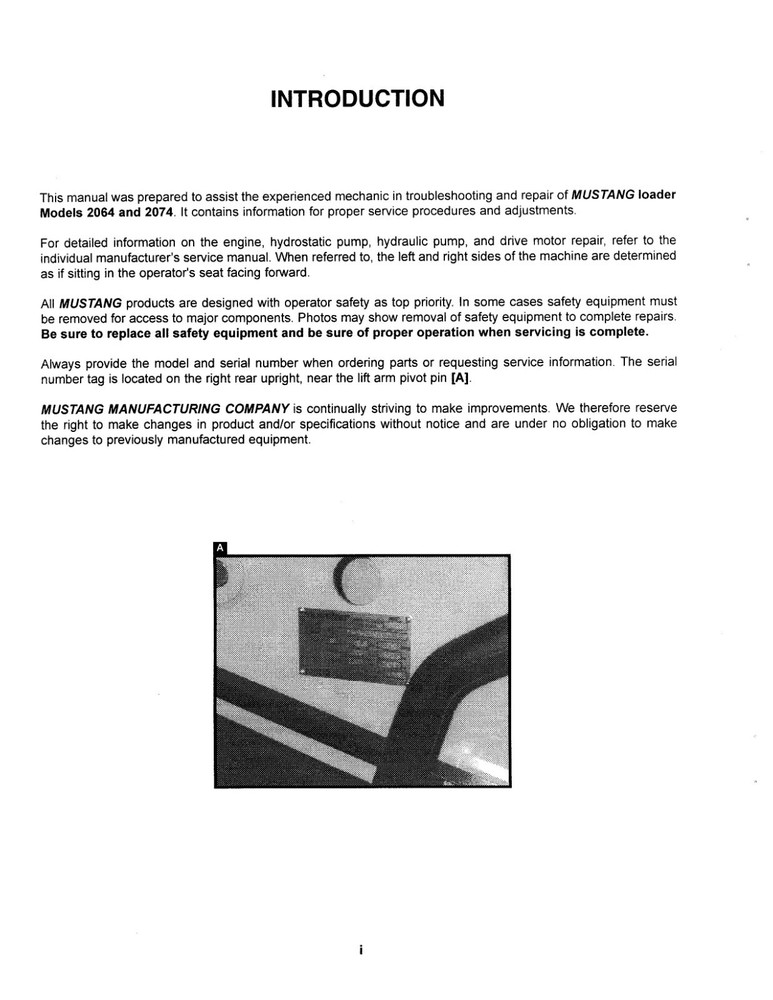 Skid Loader Technical Workshop Manual Mustang 2064 2074