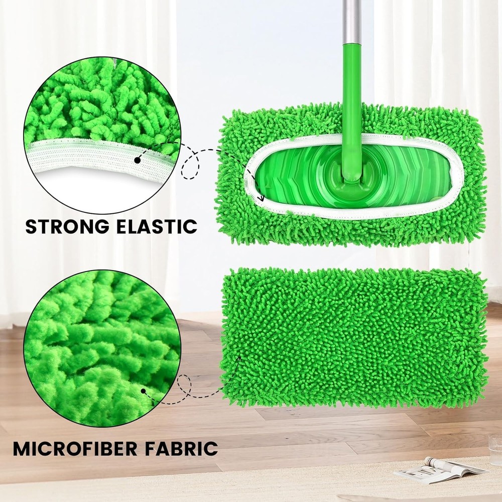 High Absorbency 6 Pack Mop Pads for Sweeper Mops - Washable & Durable