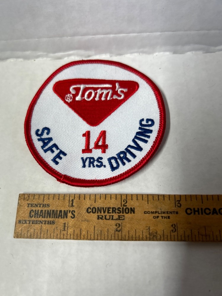 Vintage Tom’s Peanuts Cloth Patch Safe 14 YR. Driver