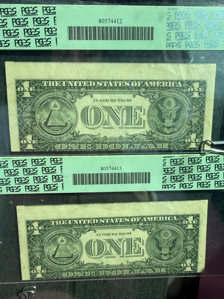$1 Dollar Inverted Overprint Type II ERROR - CONSECUTIVE PAIR - PCGS 55 AU