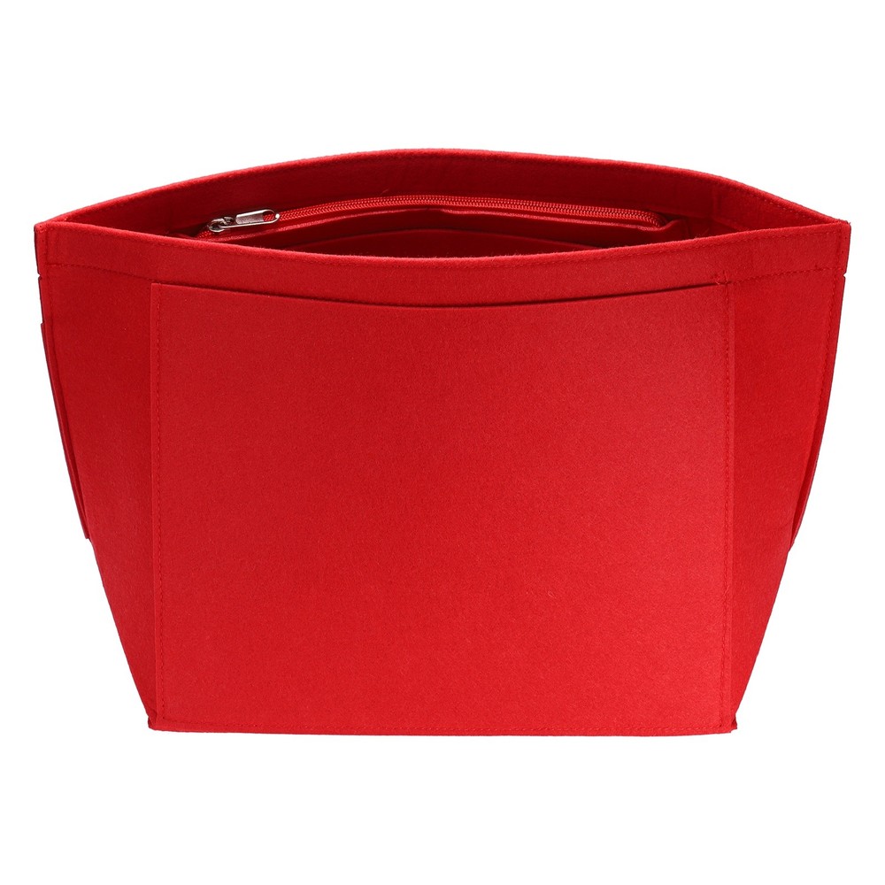 Purse Organizer Insert, Large Felt Handbag Organizer with Zipper, Red