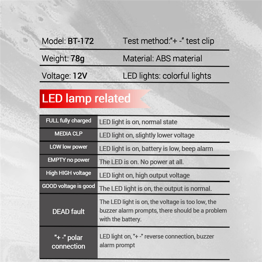 12V Battery Tester Battery Load Tester Battery Analyzer Battery Status-Indicator