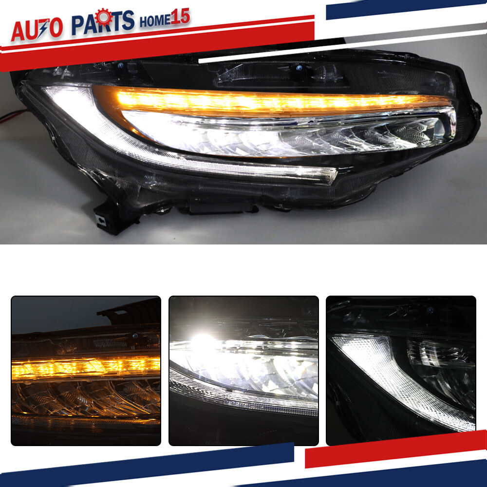Pair For 2016-21 Honda Civic Left+Right Full LED Headlight Assembly Replacement