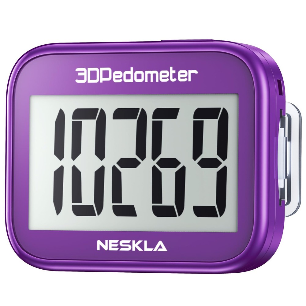 3D Pedometer for Walking, Simple Step Counter with Large Digital Display, Ste...