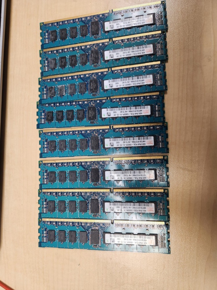 8 - 4GB RAM chips 2Rx8 PC3L 10500R - pulled from working server