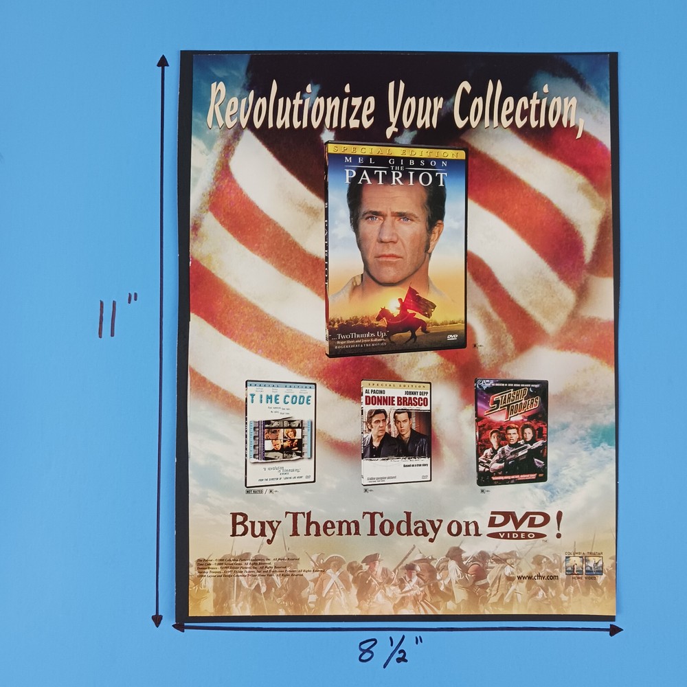 2000 The Patriot DVD Print Advertisement