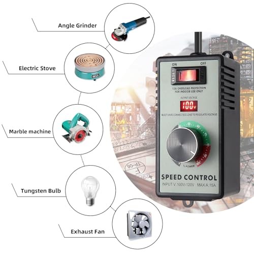 AC Motor Speed Controller 120V 15A, Variable Fan Speed Controller with LED