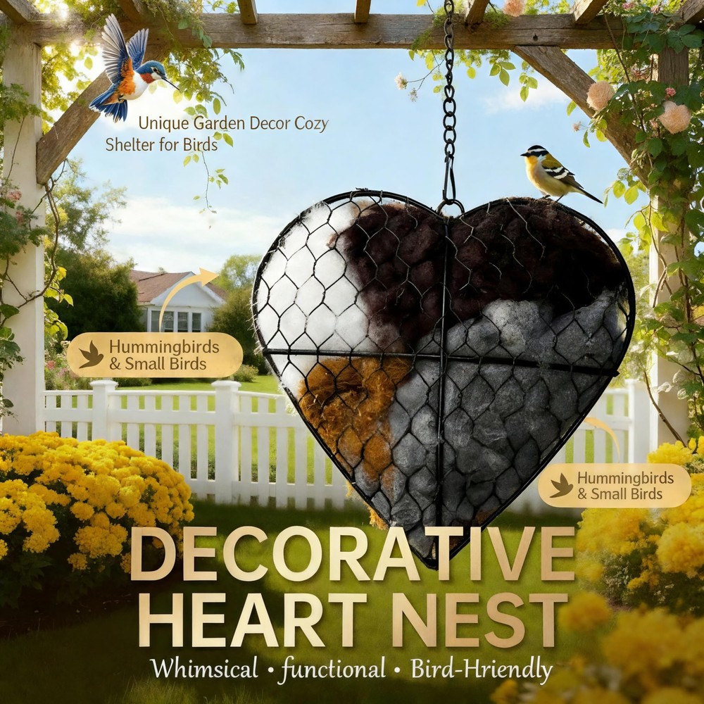 Handmade Fiber Bird Nesting Heart, Nesting Material for Wild Bird, Refillable...