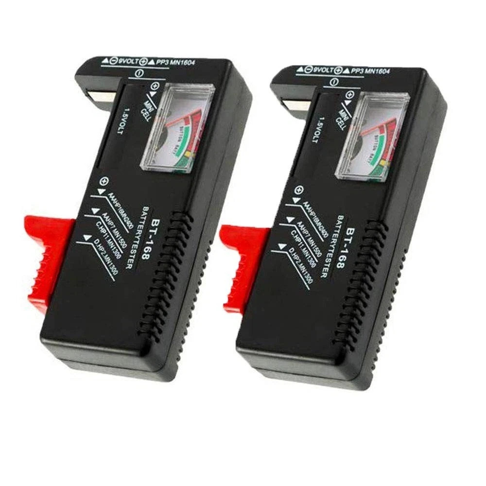 2 Pack Universal Battery Checker Tester for AA AAA C D 9V 1.5V Cells