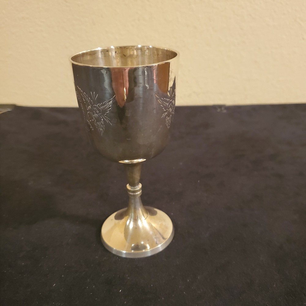 Silverplate Wine cup/goblet Etched design Drawer #16