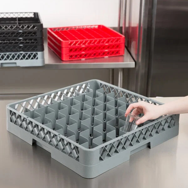 2 PACK Restaurant Dishwasher Full-Size Glass Rack with 49 Compartments