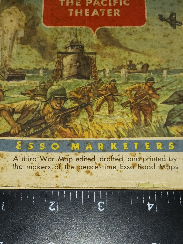 Vintage Brochure, Map, Esso Markters, War Map 3 Featuring The Pacific Theater,.