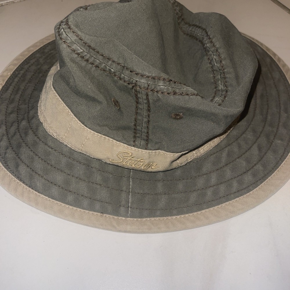Stetson Bucket Hat Olive Green Beige