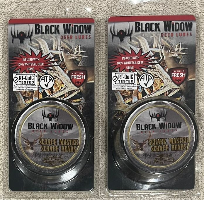 2X Black Widow Deer Lures scrape Master Scrape Beads 2oz ~ New in Package