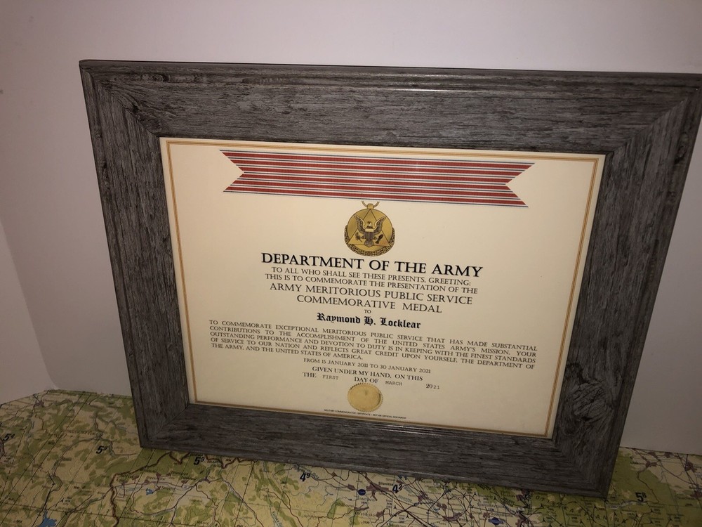 ARMY MERITORIOUS PUBLIC SERVICE COMMEMORATIVE MEDAL CERTIFICATE ~ Type-1