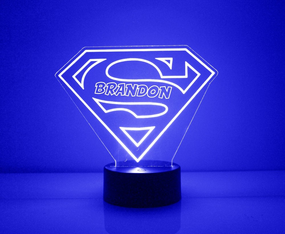 Superman Personalized FREE Superhero LED Night Light Lamp with Remote Control