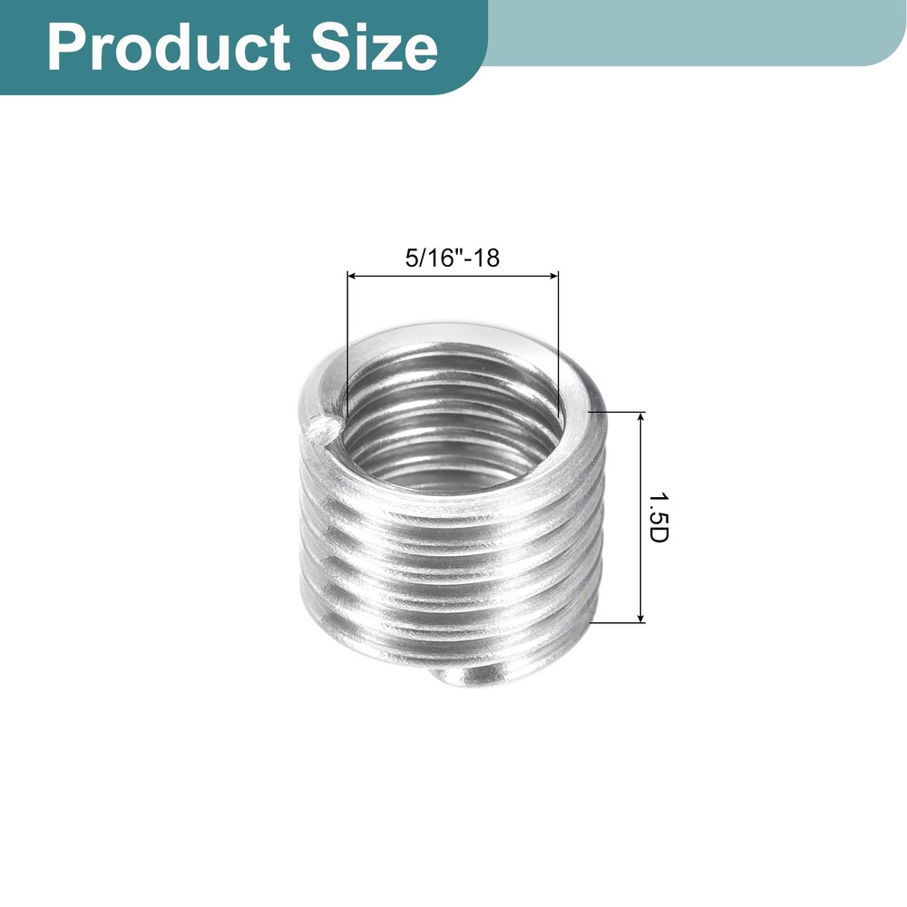 50Pcs Helical Threaded Inserts, 5/16"-18x1.5D Stainless Steel Threaded Socket
