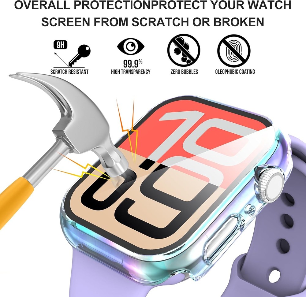 2-Pack Tempered Glass Screen Protector Case for Apple Watch 40mm Ultra-Thin