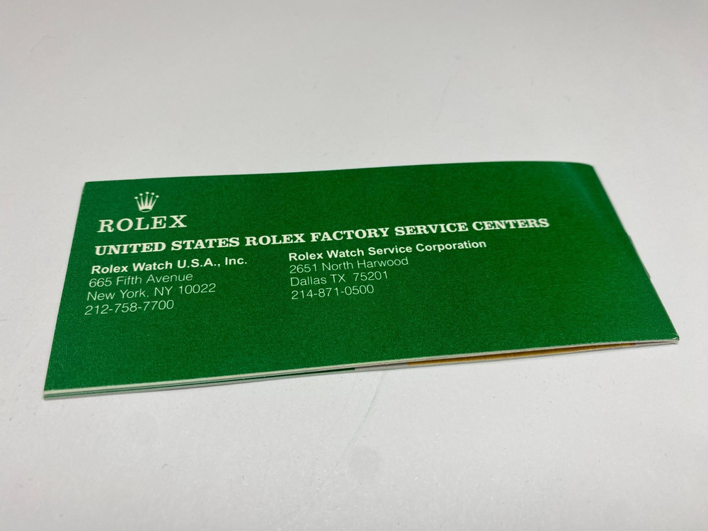 Authentic Rolex Service Booklet