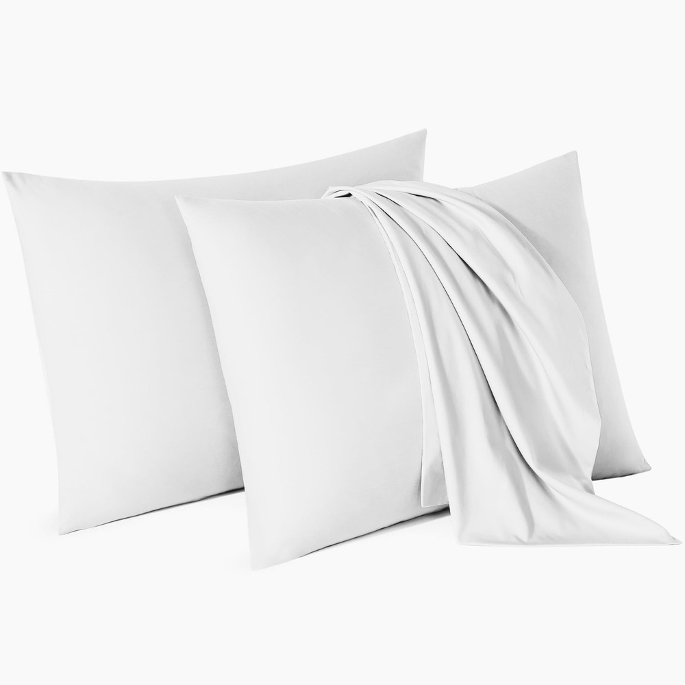 Micropuff Standard Size Pillow Cases, Open End - 4 Pack - Soft and Breathable...