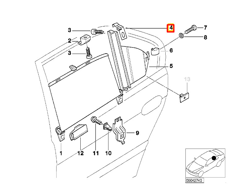 NEW BMW 7 E38 SUN BLIND SUPPORT 51168169707 ORIGINAL