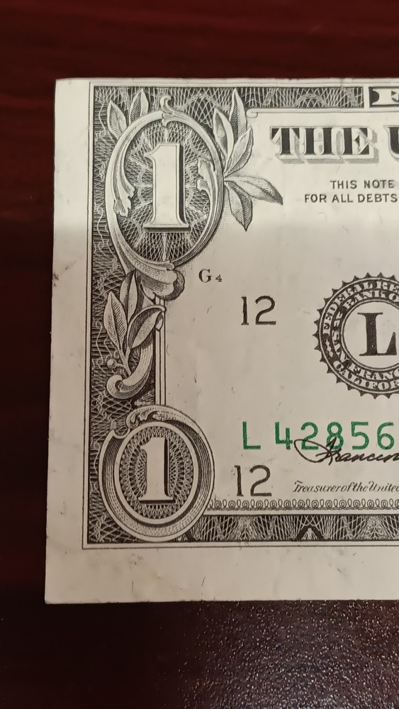 MAJOR ERROR 1974 $1 FRN - Misaligned Overprint (Low Seal/SN) & Miscut Note