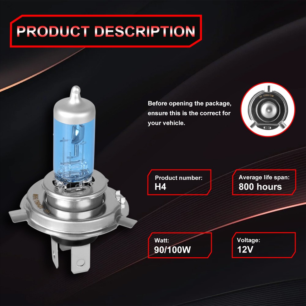 For Mazda 2 2011 2012-2019 6000K 2pc 9003 Halogen Headlight High/Low Beam Bulbs