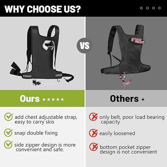 Ski Carrier Strap Harness with Pole & Boot Carry Ski Backpack Sling