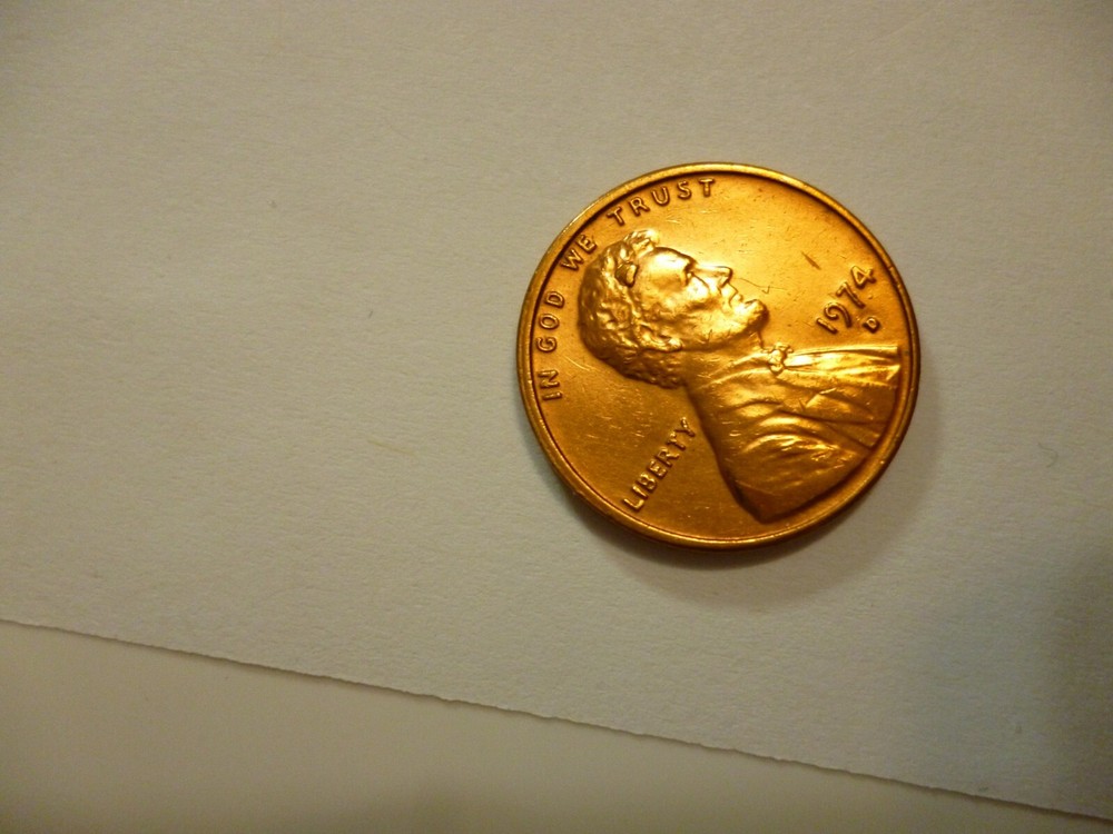 1974 d penny error large die chip