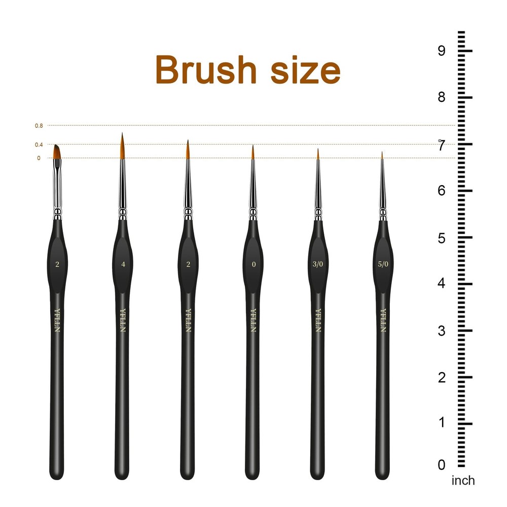 6Pcs Miniature Paint Brushes Set with Triangular Handles - for 6PCS, Black