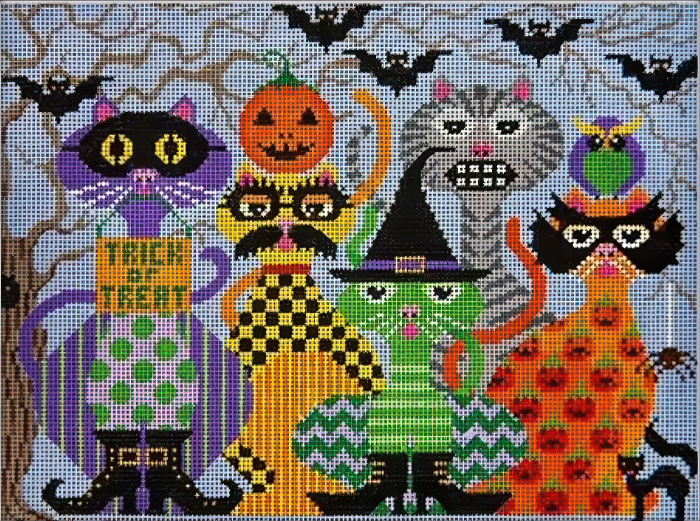 Needlepoint HandPainted JP Needlepoint Wicked Cattitude 9x12