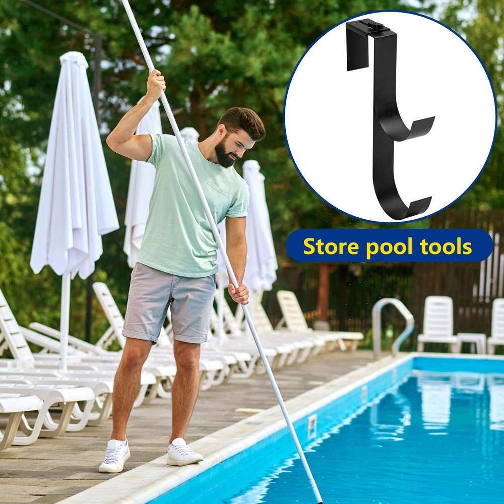 codree 2 Pcs Adjustable Pool Fence Hooks for Pool Equipment, Black Heavy Duty...