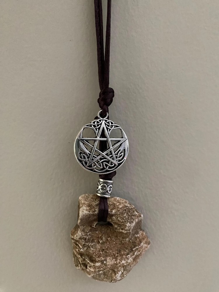 Hag Stone Pentacle Wall Hanging, Protection Amulet
