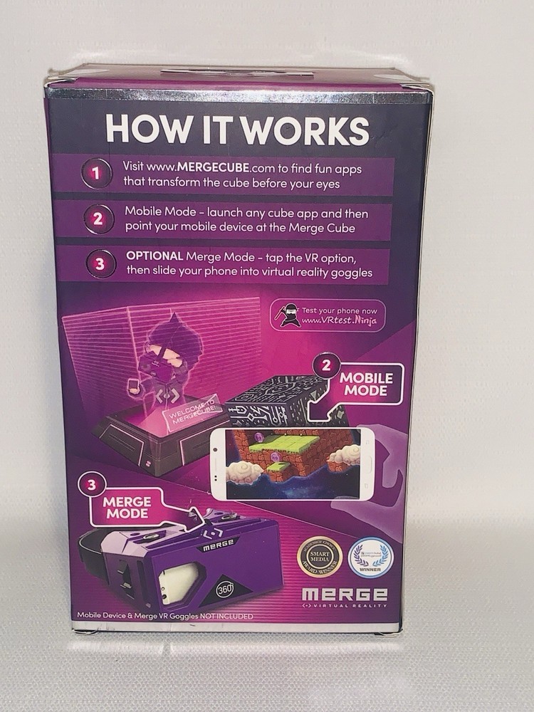 Holographic Handheld Merge Cube AR/VR Holograms Using Phone Apple/Android NIB