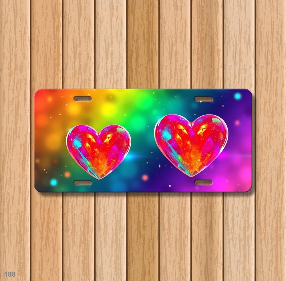 Premium Hearts License Plate Customizable Front Bumper Plate Birthday Gift