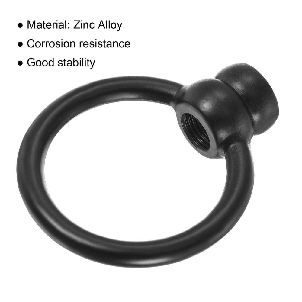 2pcs Eye Nut 15kg Max Load 51x59mm M10 Thread Ring Shape Female Loop Black