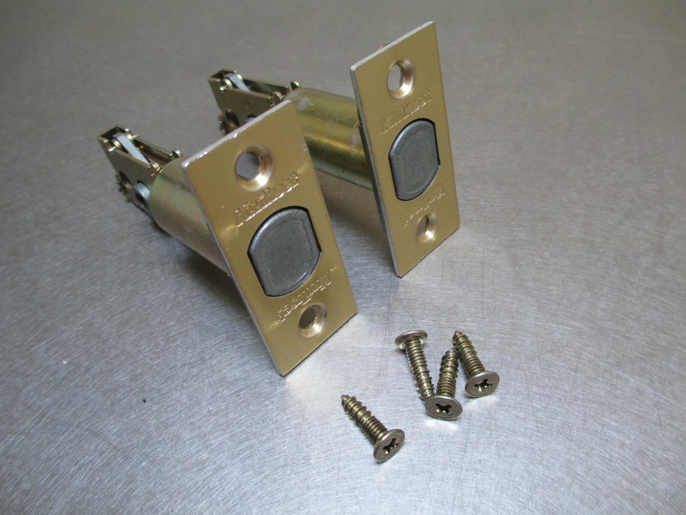 Kwikset 2 3/8" Bright Brass Dead Bolt Backset Latch ( 1" Throw ) with screws 2pk