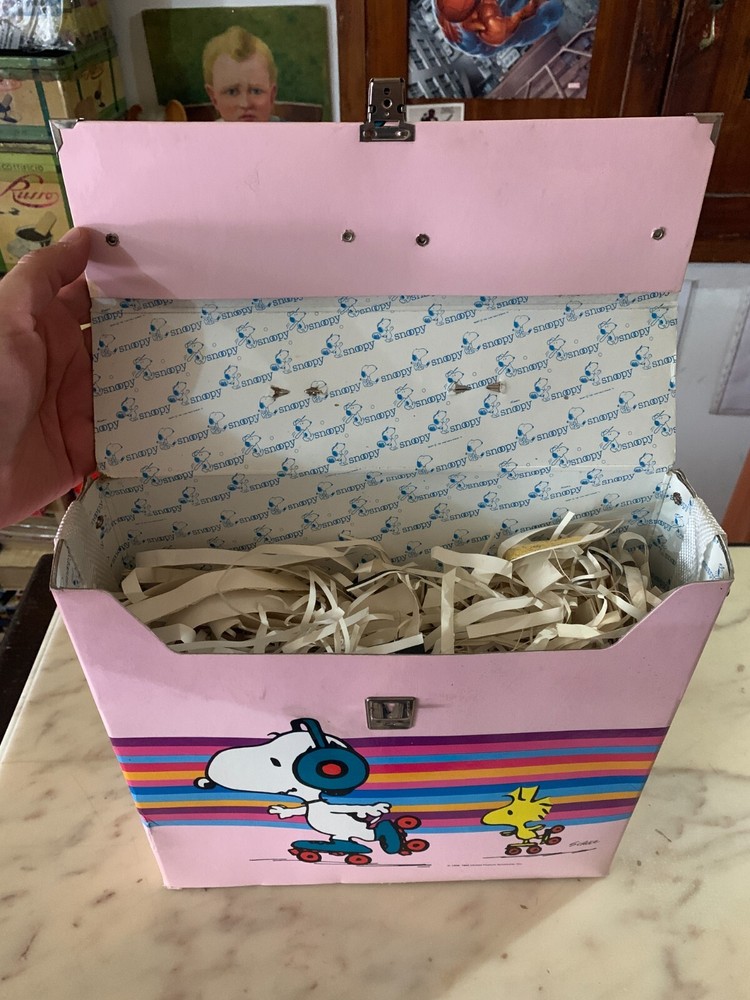 vintage SNOOPY SCHULZ RECORDS CADDY CARDBOARD FOLDER