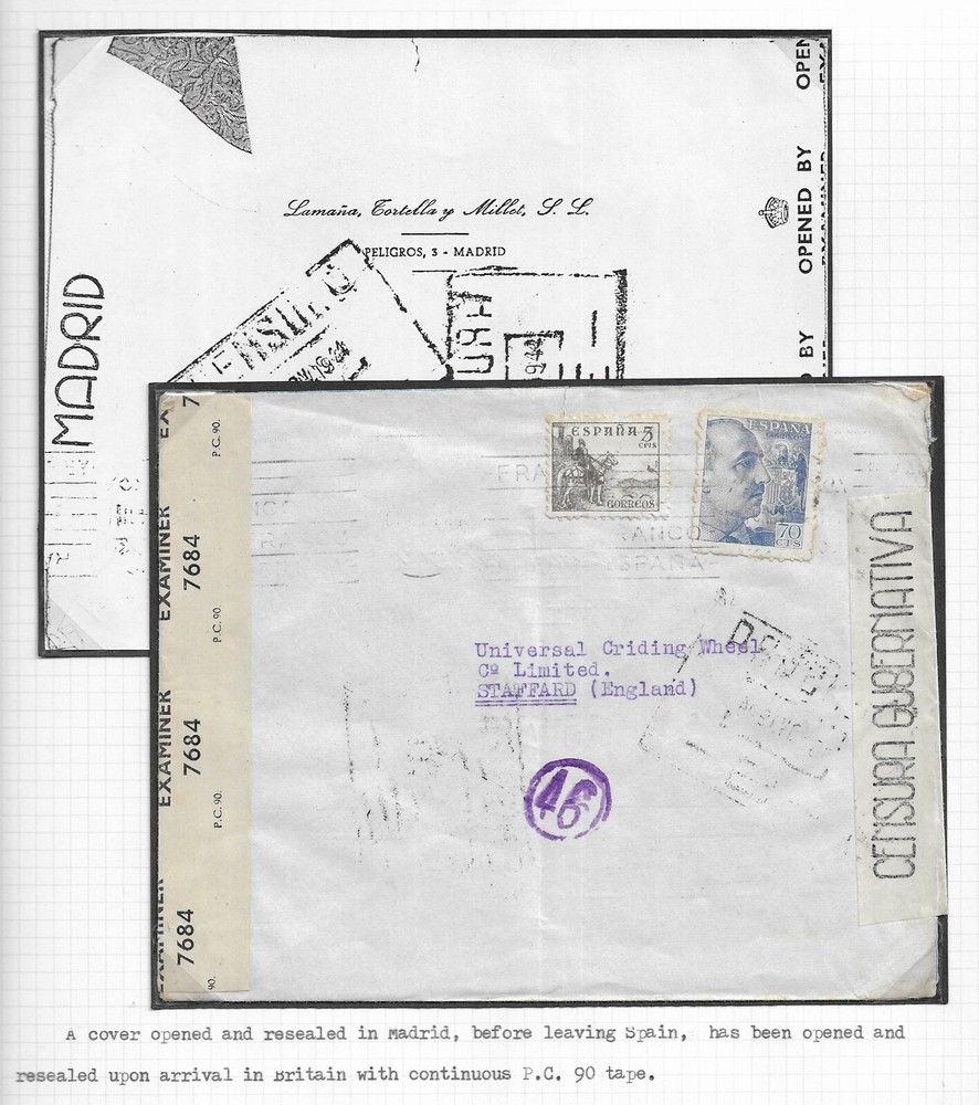 Spain 1944 Censored Cover to UK